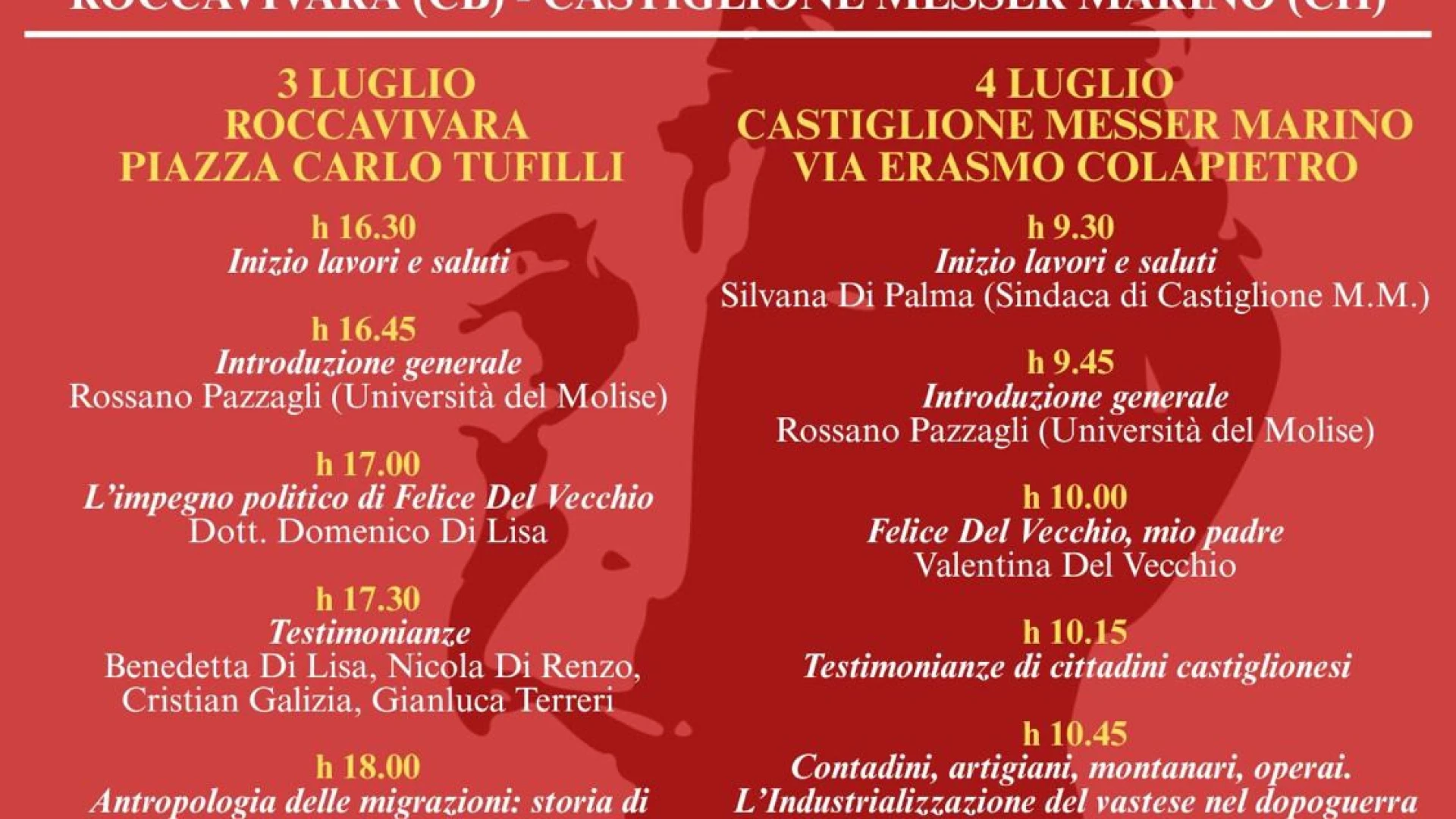 Il 3 e 4 luglio due giorni per ricordare la figura e le opere di Felice Del Vecchio